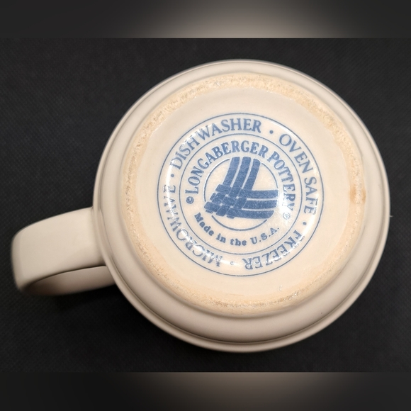 LONGABERGER WOVEN TRADITIONS CLASSIC BLUE COFFEE TEA MUG CUP 12 Oz 4” USA - Picture 6 of 6